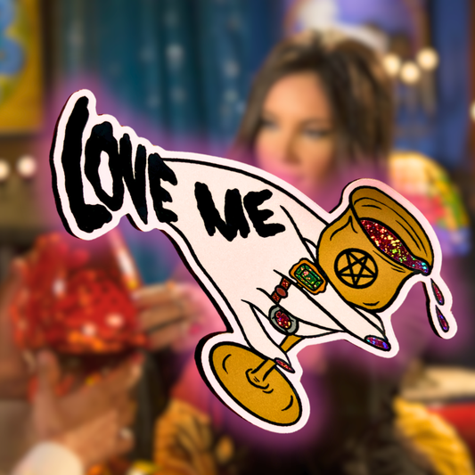 “Love Me” Glitter Vinyl Sticker — The Love Witch Inspired Illustration