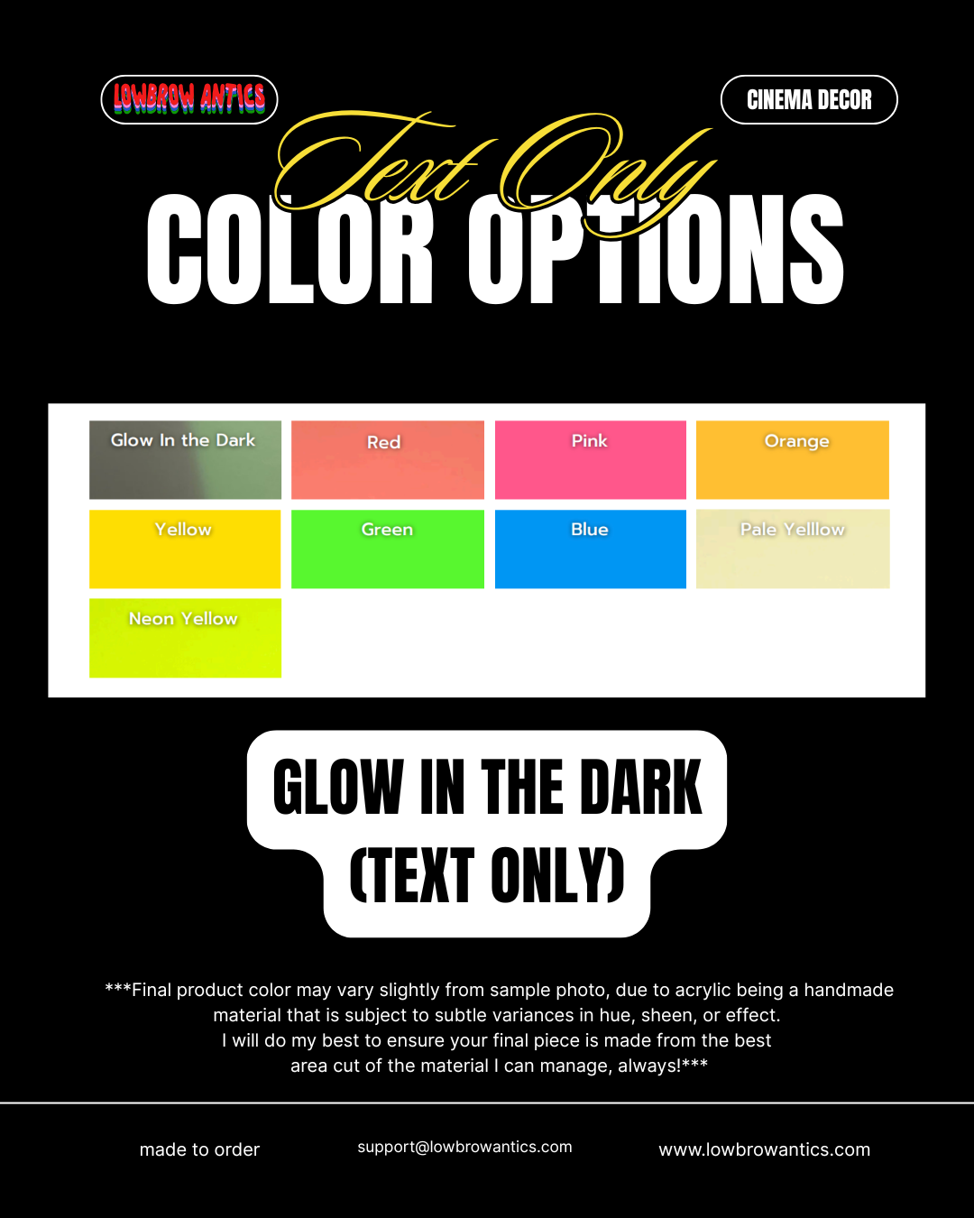 Color Options for Lowbrow Antics Restricted Panther Wall Art Text