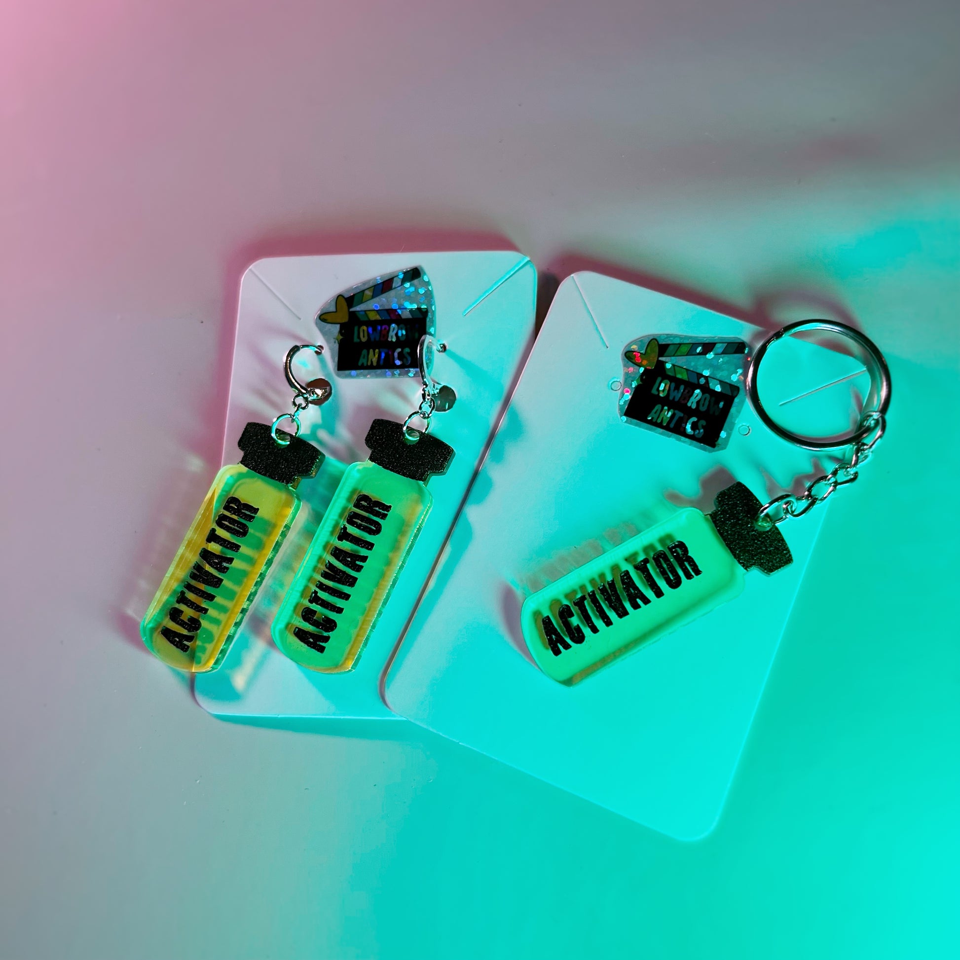The Substance Collection – Activator Bottle Earrings and Keychains