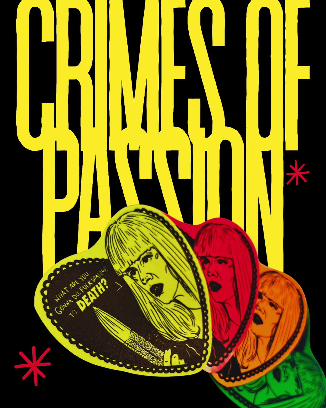 Crimes of Passion Neon Vinyl Stickers
