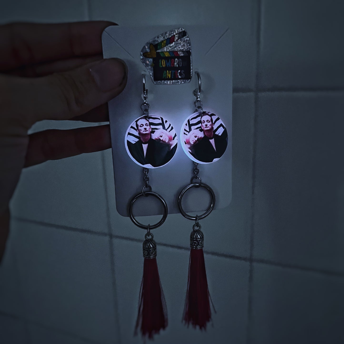 Lost in Translation-Inspired Glow-in-the-Dark Tassel Earrings – Film Still Design