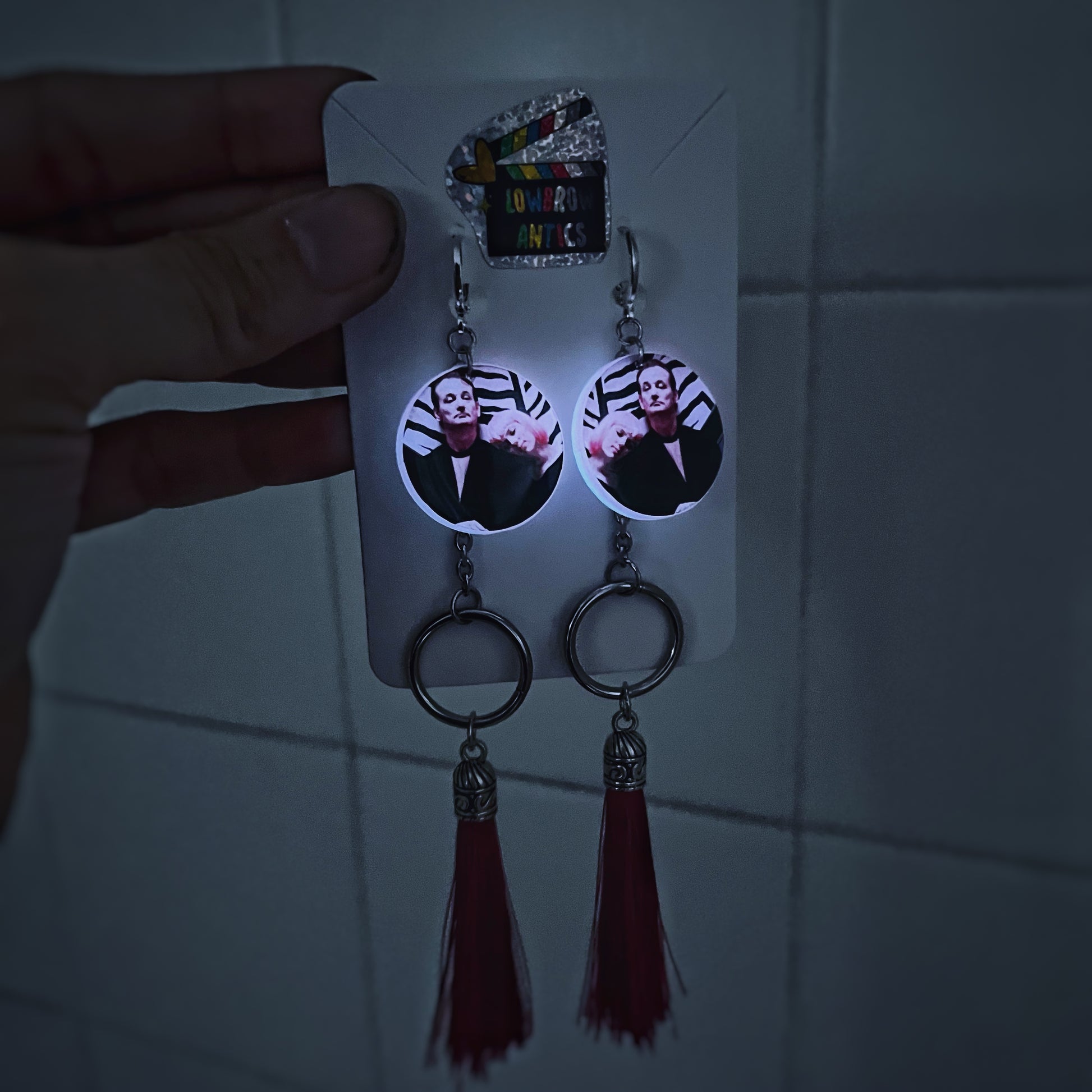 Lost in Translation-Inspired Glow-in-the-Dark Tassel Earrings – Film Still Design